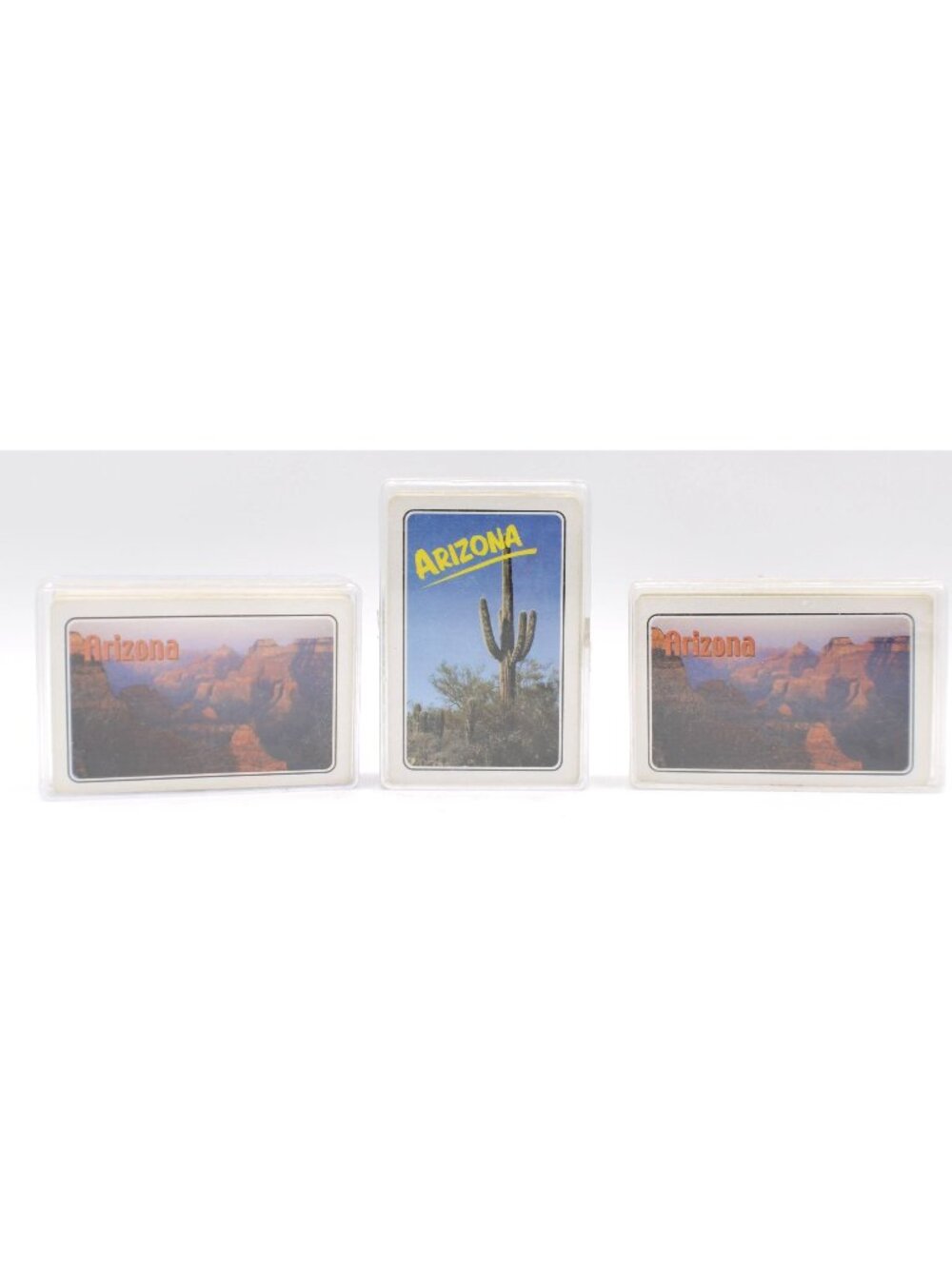 Arizona Souvenir Playing Cards Lot 3 Decks Grand Canyon & Cactus Plastic Cases
